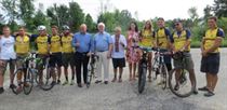 David welcomes the cyclists of the Chumak Way 10,000 km North American Ride for Peace